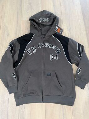 FB County men’s Dark Gray Graphic Zip Hoodie